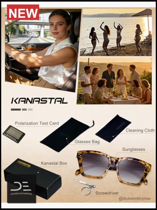 Oversized Square Cat Eye Polarized Sunglasses UV400 Protection